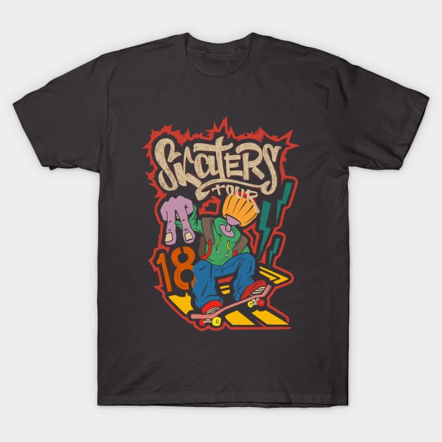 Skater Doodle vibing skating street graffiti T-Shirt by SpaceWiz95